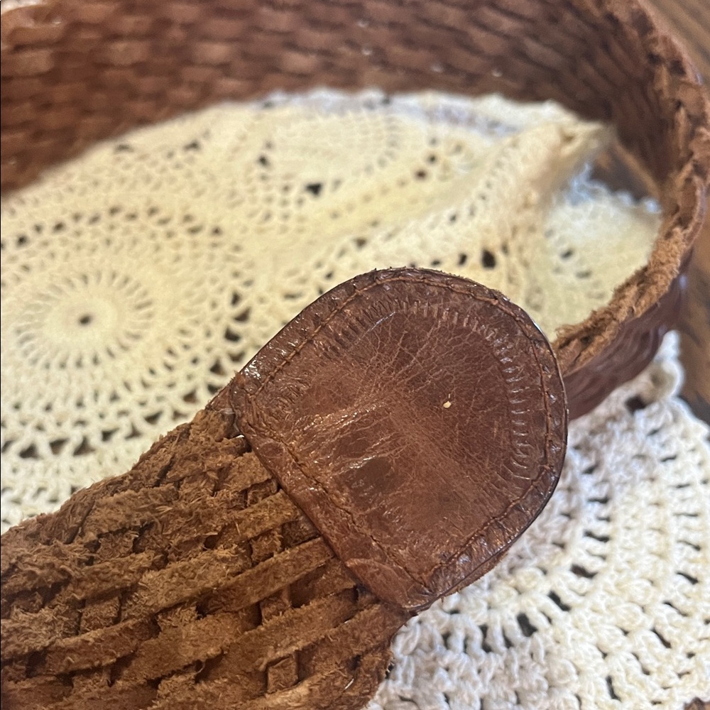 Vintage Woven Brown Leather Belt - Picture 5 of 5
